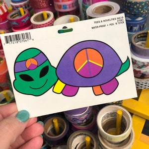 Vintage Peace Sign Hippie Turtle Sticker