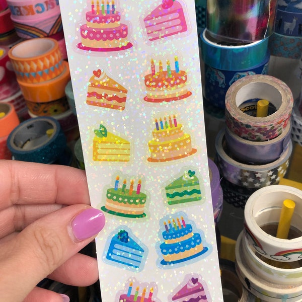 Strip of Rainbow Cake Dessert Stickers