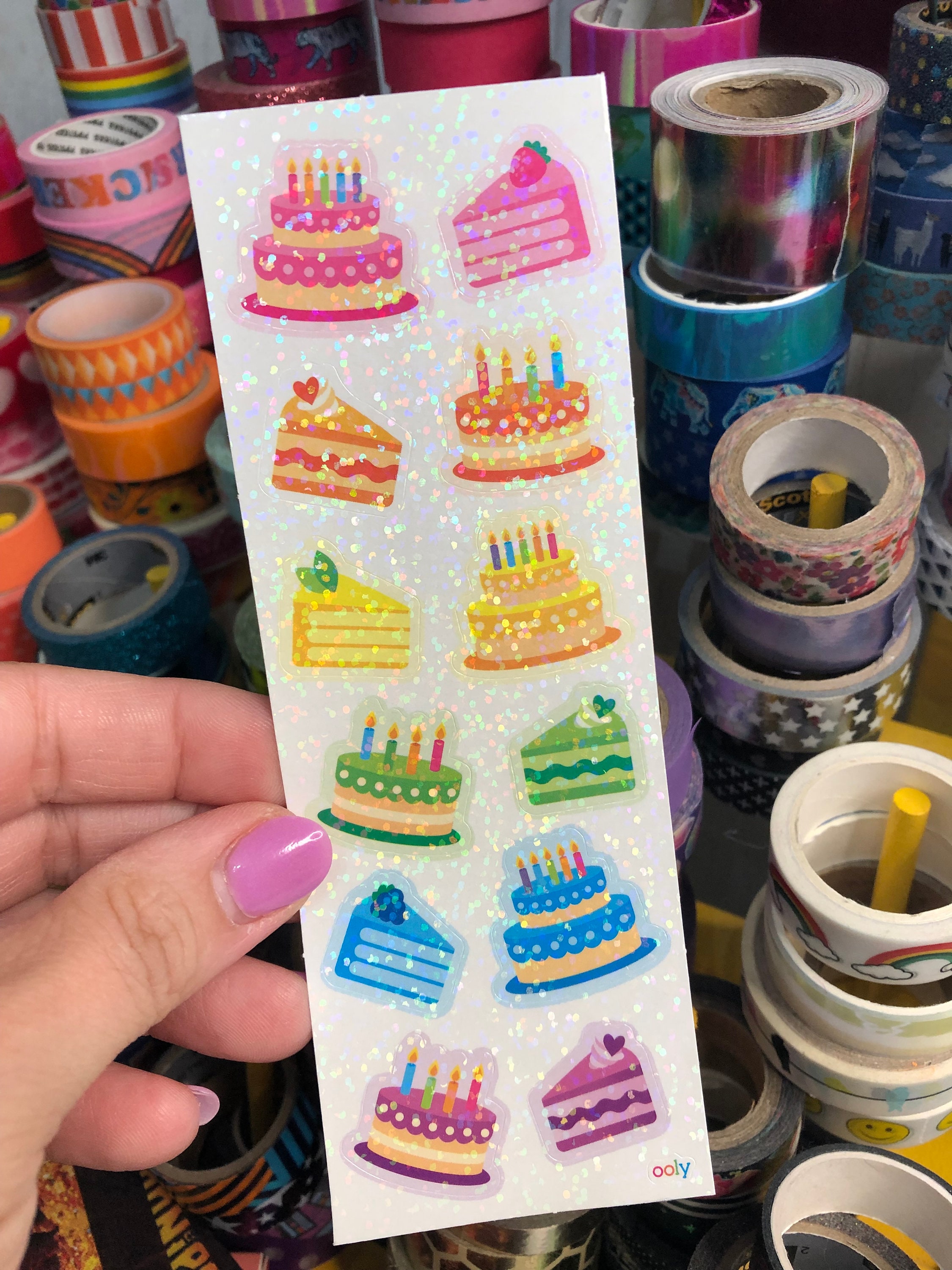 Strip of Rainbow Cake Dessert Stickers