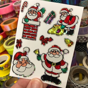 Rare Vintage Prism Rainbow BJ Santa Claus Stickers