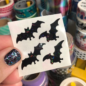 Vintage Holographic Black Bat Stickers Great 7 Seven