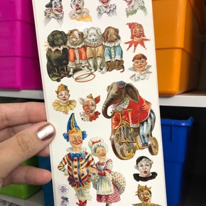 Sheet of Carnival Circus Stickers Elephant Clown