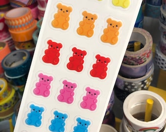 Strip of Rainbow Gummy Bear Stickers