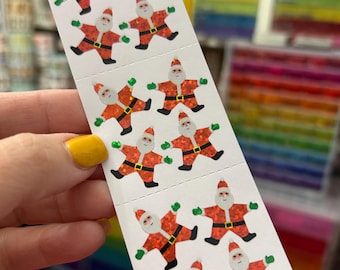 Strip of Sparkle Glitter Santa Claus Christmas Stickers