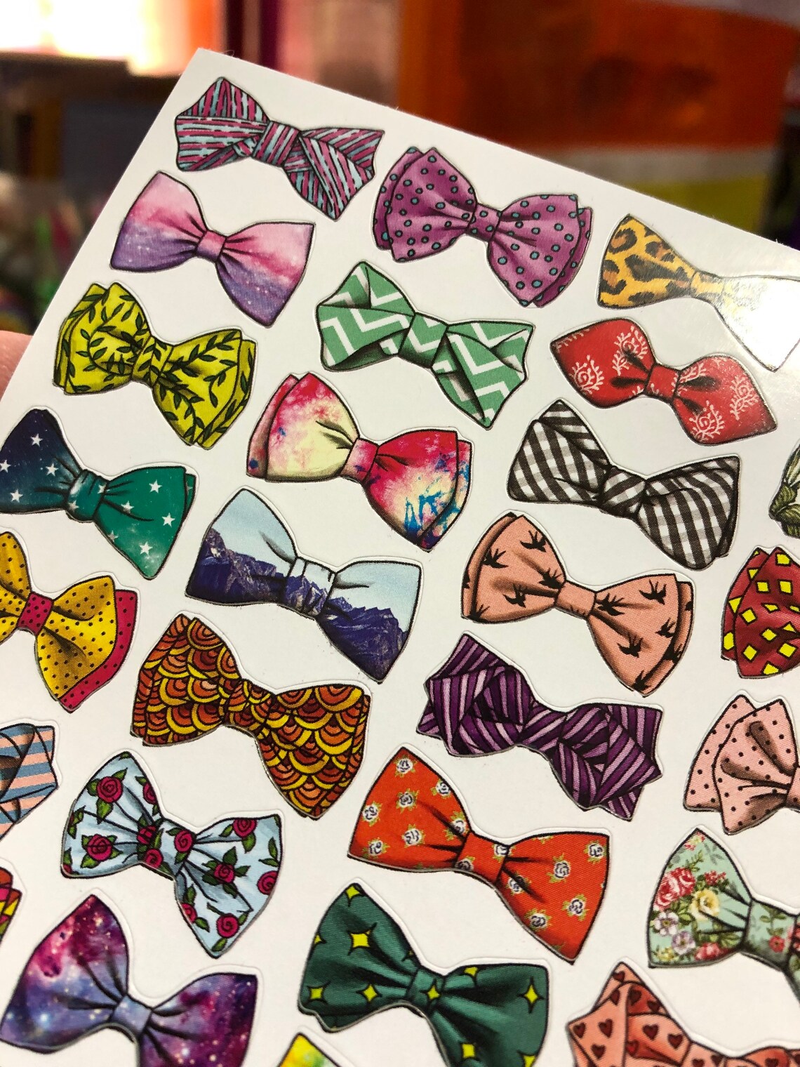 Bow Stickers Sheet Ties Patterned Etsy