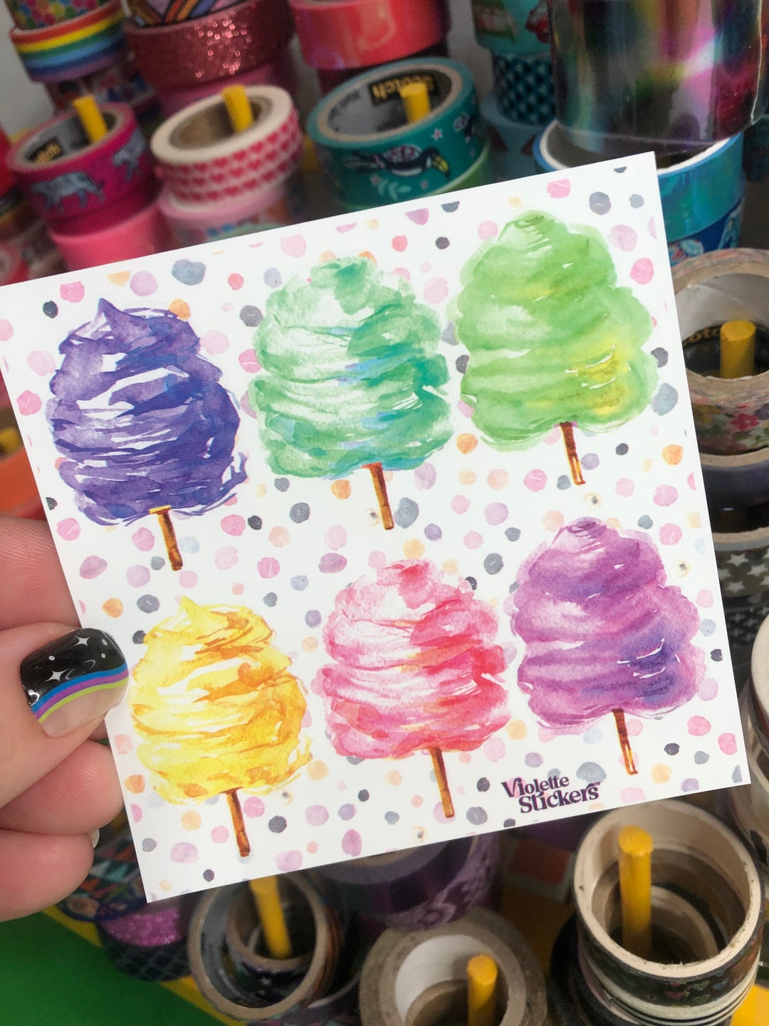 Cotton Candy Floss Stickers Sheet Etsy