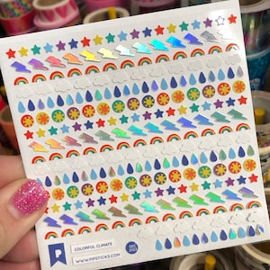 Mini Weather Rainbow Star Bolt Rain Micro Stickers Sheet