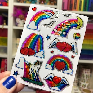 Rare Vintage Prism Rainbow Moon Unicorn Stickers 1980s