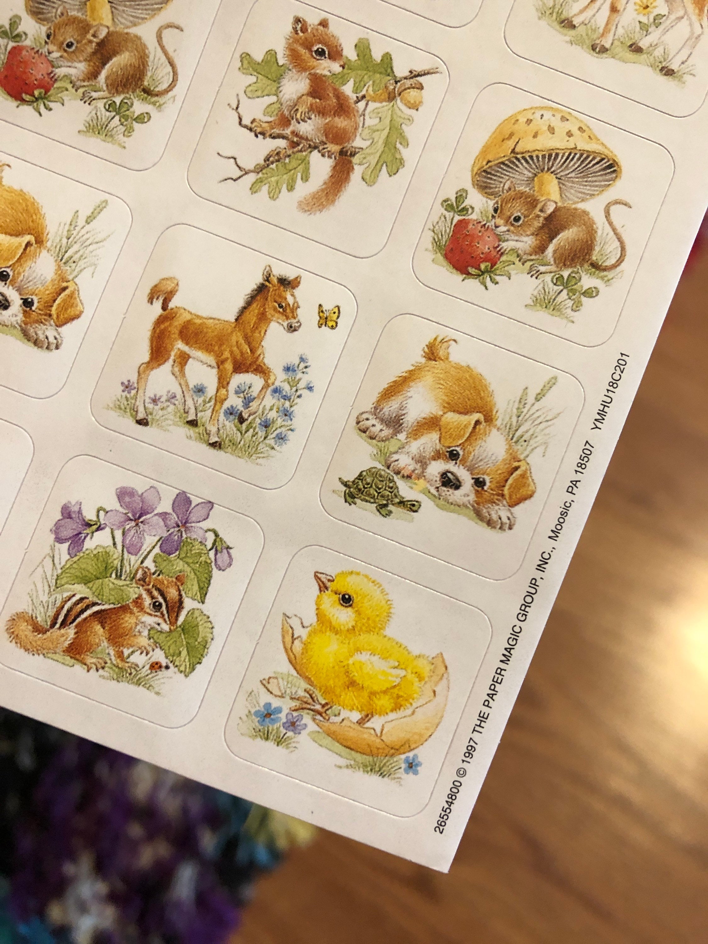 Full Sheet of Vintage Baby Animal Stickers Etsy