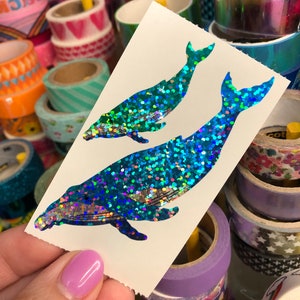 Hambly Sparkle Prismatic Blue Whales Stickers