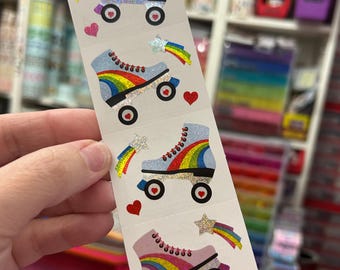 Sparkle Retro Roller Skate Rainbow Derby Stickers Discontinued