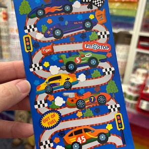 Sheet of Race Car Track Pit Stop Checkered Flag Racing Stickers