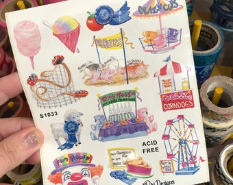 Big Sheet of Vintage Carnival Circus Amusement Park Clown Stickers