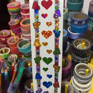 Hambly Sparkle Prismatic Rainbow Heart Stickers Border