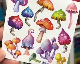 Rainbow Mushroom Stickers Sheet
