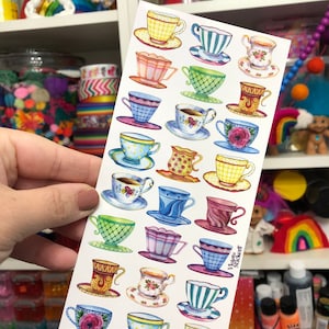 Tea Cups and Saucer Stickers Sheet Tea Party