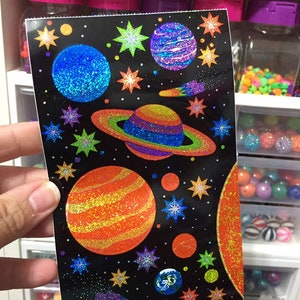 Rare Sparkle Prismatic Gitter Planets Outer Space Solar System Stickers Discontinued