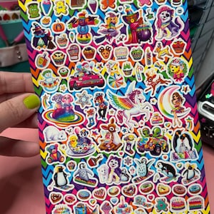 Lisa Frank Stickers Sheet E includes Christmas Halloween Birthday