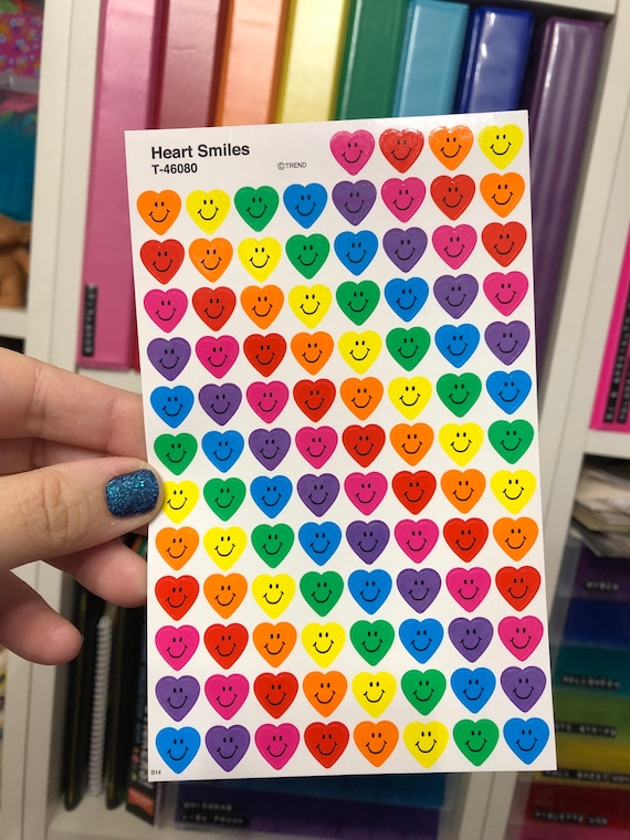 Smiley Rainbow Mini Heart Stickers