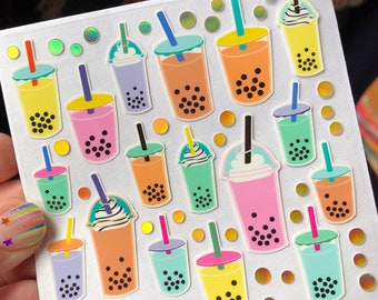 Sheet of Boba Bubble Tea Stickers