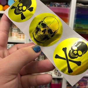 Set of 3 Gold Skull Crossbones Stickers