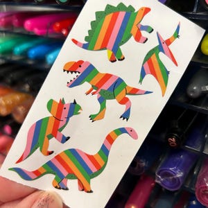 Shiny Rainbow Prehistoric Dinosaur Stickers