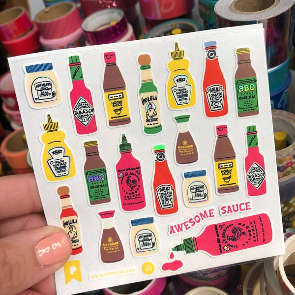 Condiment Mustard Mayo Ketchup Hot Sauce Stickers