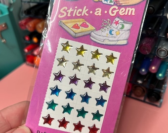 12 Pair Vintage 1980s Stick On Star Jewel Earrings