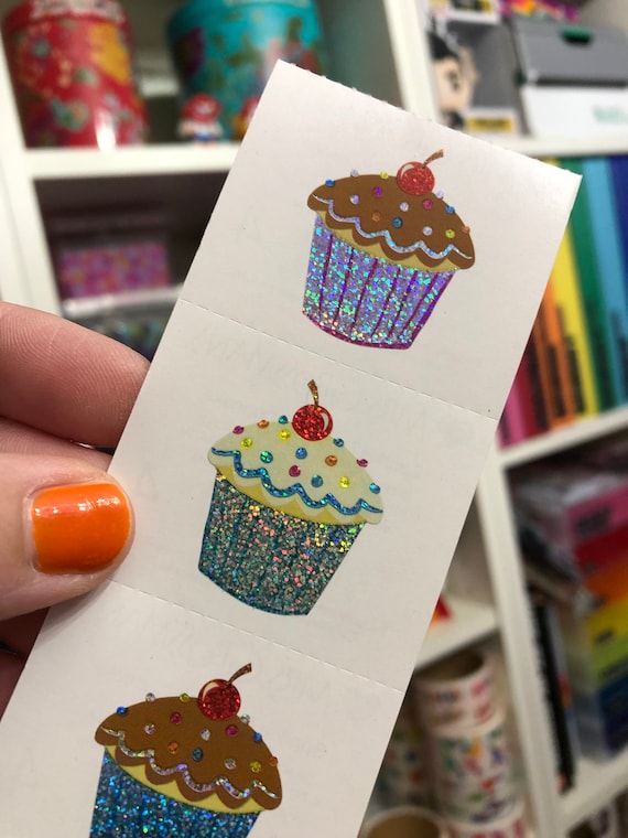 ~ Sparkle Delighful Cupcakes Morning Tea Birthday Snack Mrs Grossman Stickers ~ 