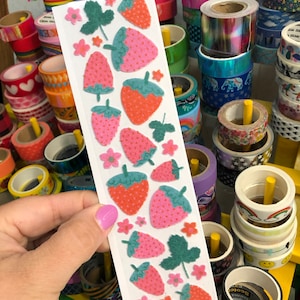 Fuzzy Strawberry Stickers Flocked