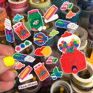 Bright Rainbow Gumball Machine Chewing Gum Stickers Kawaii Candy