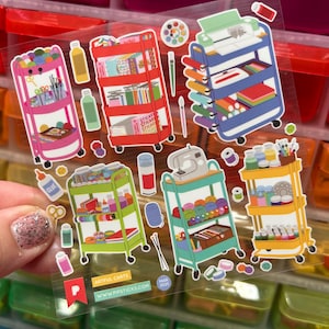 Cute Rainbow Art Cart Crafty Stickers