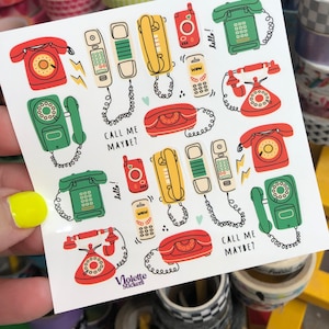 Retro Telephone Stickers Sheet Rotary Dial Cordless Call Me Phone - Etsy