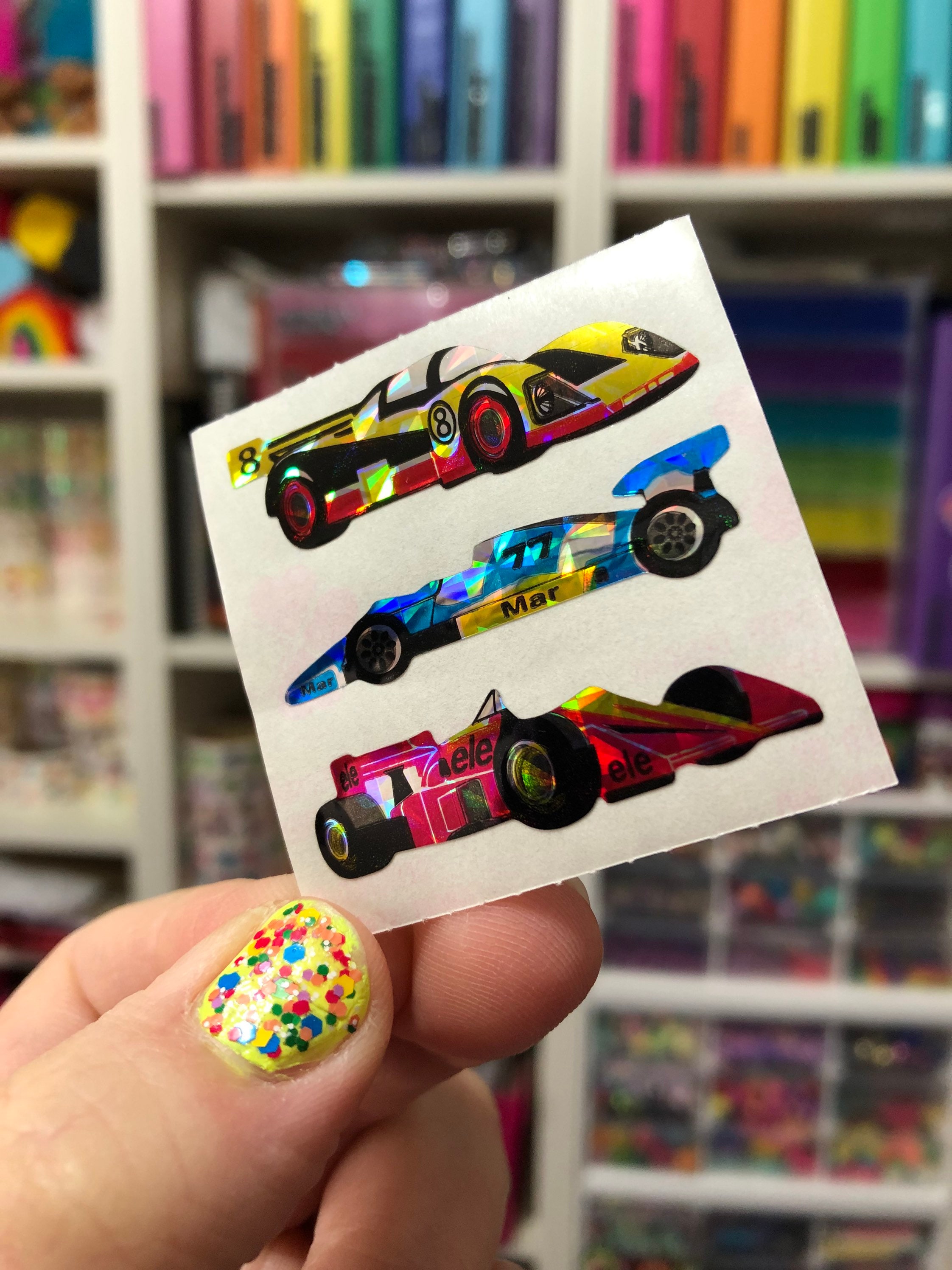 Vintage 80's Great Seven 7 PRISM Colorful Toy Cars Sticker Mod 