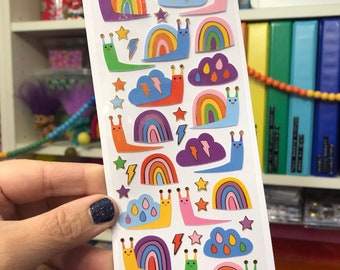 Sheet of Rainbow Snail Slug Stickers