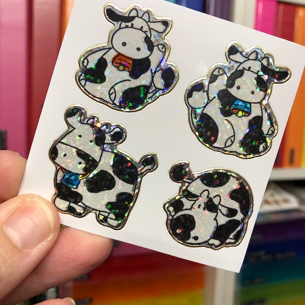 Vintage Moo Cow Stickers - Sparkle Prism