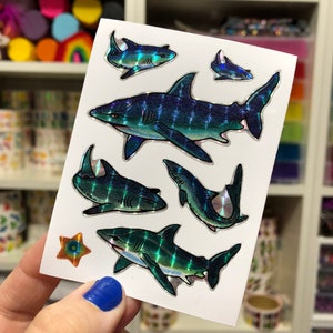 Vintage Prismatic Shark Stickers - Sparkle Prism