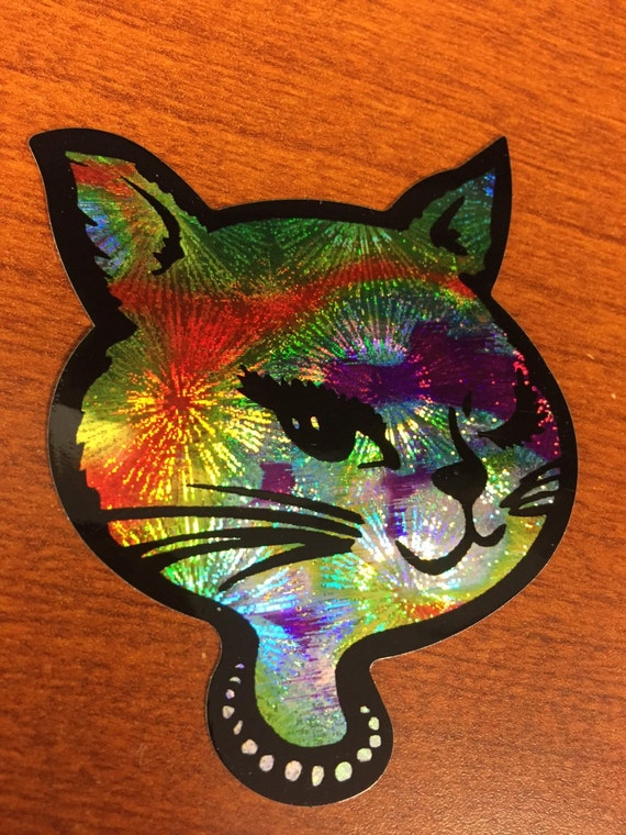 RARE Rainbow Holographic Winking Cat - Vintage Vending