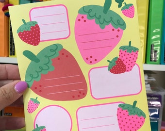 Big Sheet of Kawaii Strawberry Berry Label Stickers