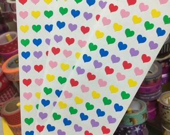 3 Strips Vintage Micro Rainbow Heart Stickers 1984 Discontinued