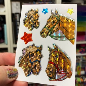 Vintage BJ Horse Stickers - Sparkle Prism