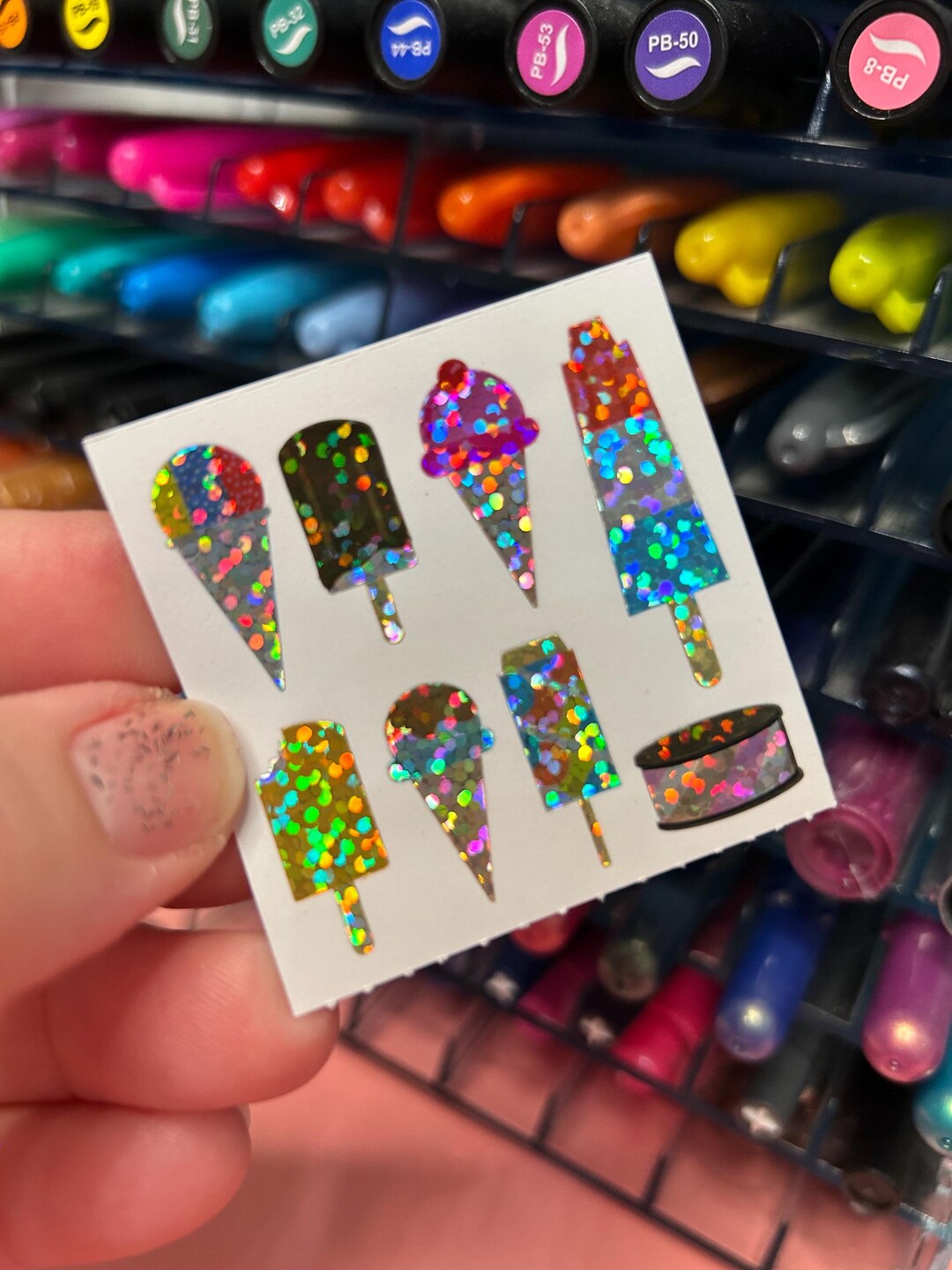 Sparkle Prismatic Glitter Ice Cream Popsicle Summer Treat Stickers - Etsy