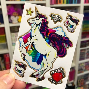 Rare Vintage Prism Rainbow Unicorn Stickers 1980s