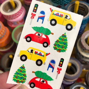 Vintage Christmas Tree Car Mail Stickers Mrs Grossman&#39;s Stickers by the Yard