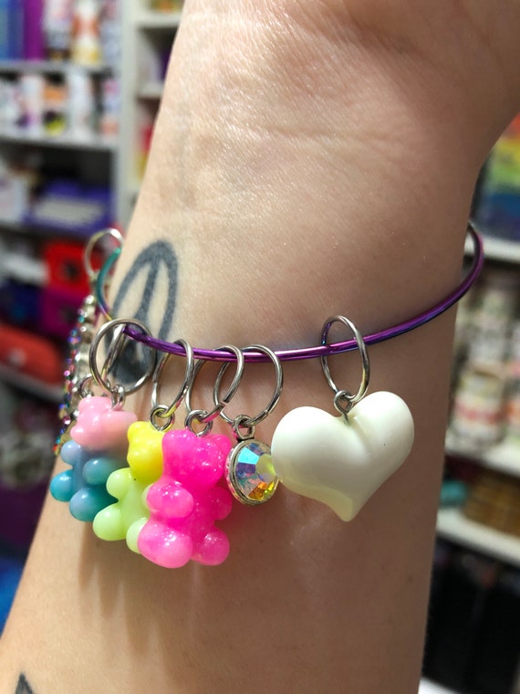 Rainbow Gummy Bear Happy Charm Bangle Bracelet Kawaii Etsy Canada