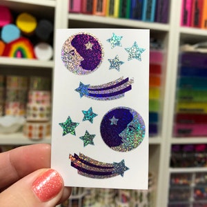 Limited Edition Sparkle Moon Star Space Stickers Mrs Grossmans
