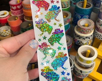 Rainbow Frog with Hat Stickers Toad Cowboy