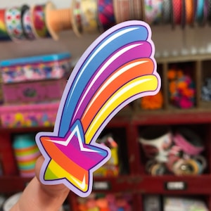 Retro Rainbow Shooting Star Comet Sticker Vinyl