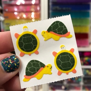 Vintage Fuzzy Turtle Tortoise Stickers Great 7 Seven