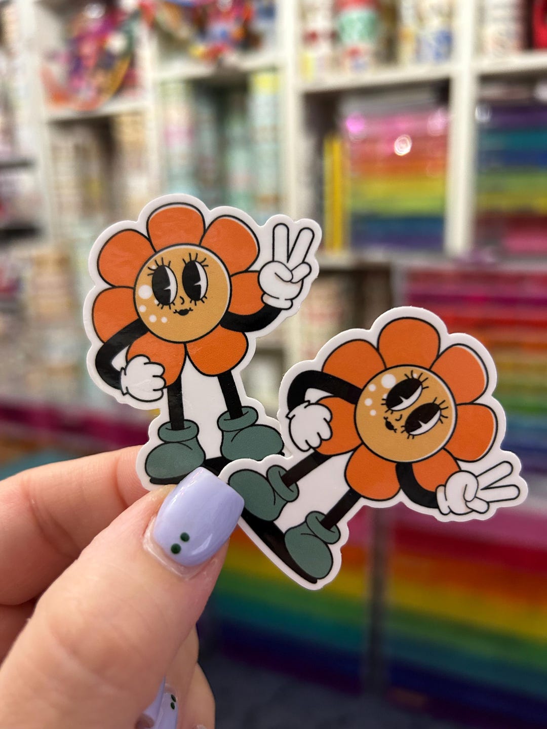 Set of 2 Retro Flower Power Daisy Hippy Girl Stickers - Etsy